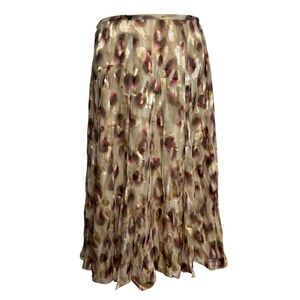 Vintage Jones New York‎ Womens Silk Skirt Tan Floral Print Midi Animal Print 8